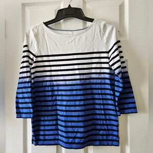Talbots Striped Cotton 3/4 sleeve top size Small